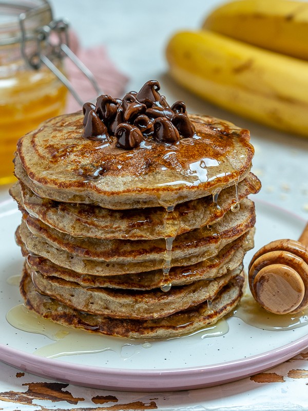 Clean Chocolate Chip Protein Pancakes