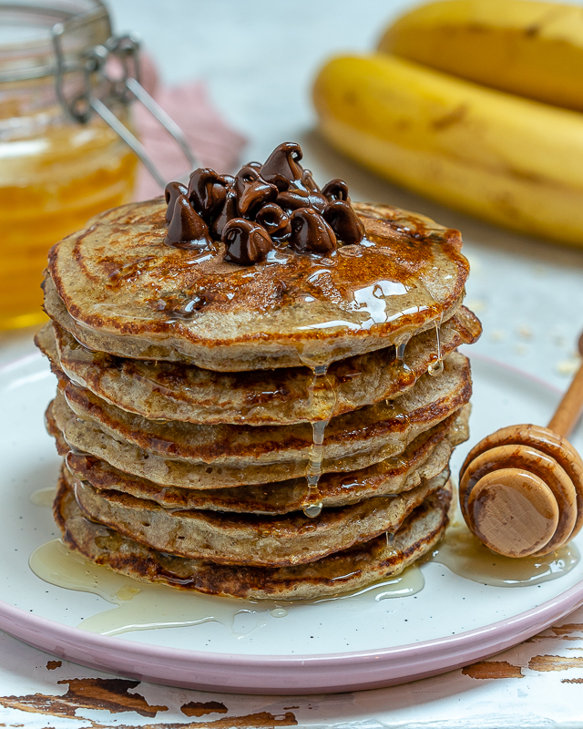 These Simple & Clean Chocolate Chip Protein Pancakes are Weekend Winners! |  Clean Food Crush