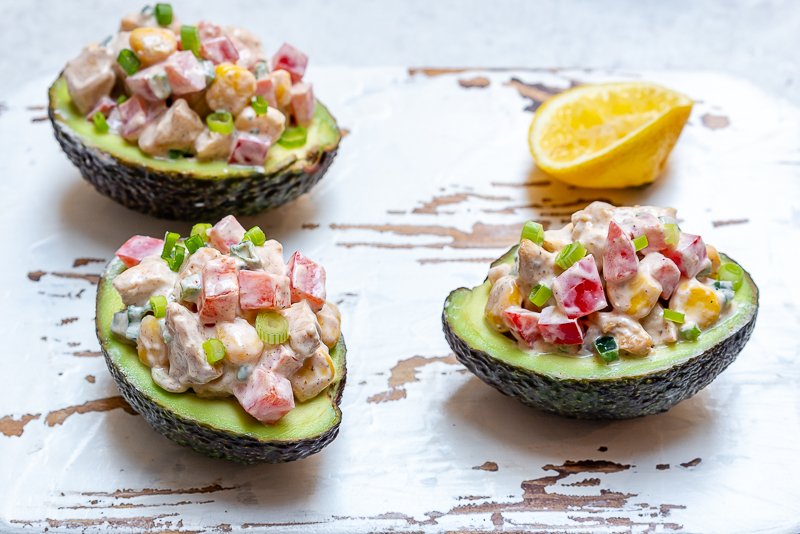 Eat Clean Chipotle Chicken Salad Stuffed Avocados
