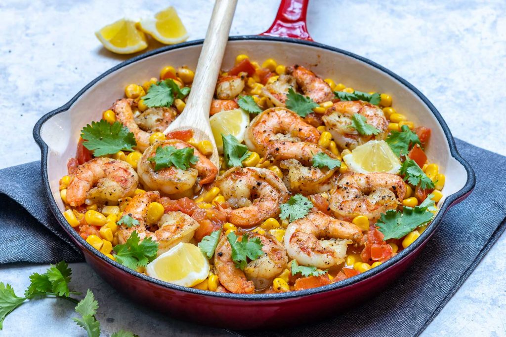 Eat Clean Diet Recipe Cilantro-Lime Shrimp Corn Skillet Meal