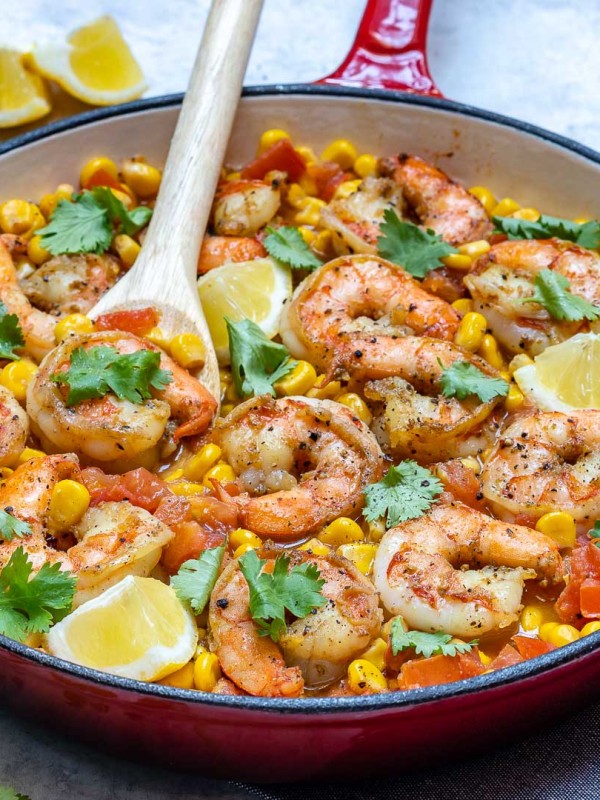 Eat Clean Diet Recipe Cilantro-Lime Shrimp Corn Skillet Meal