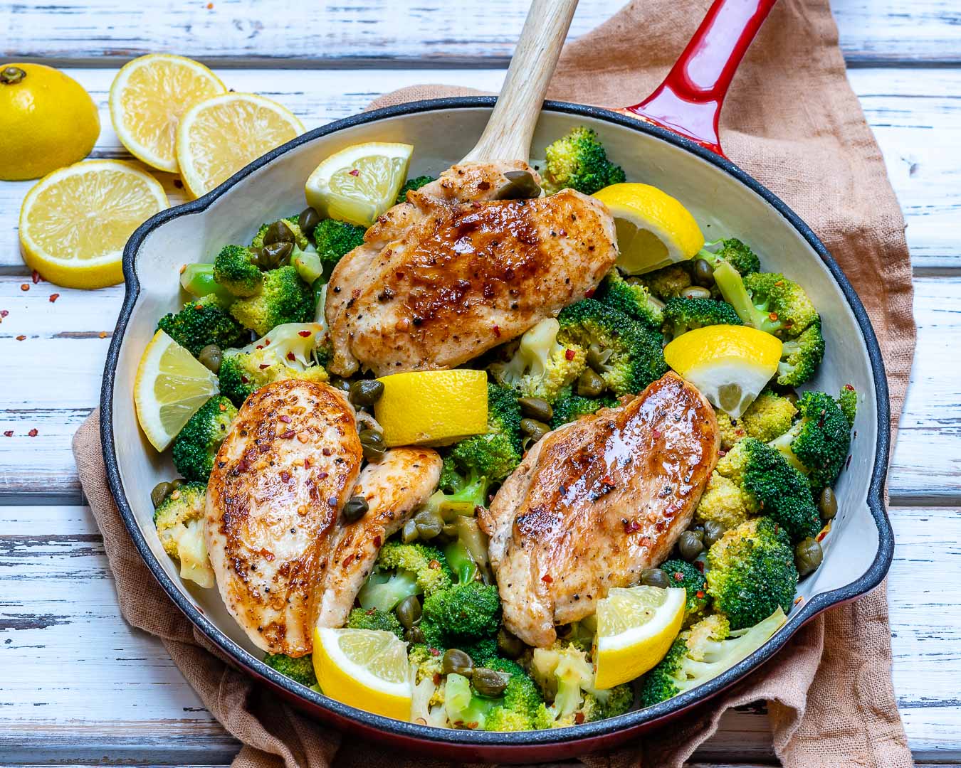 Eat Clean Lemony Chicken + Broccoli Skillet Meal