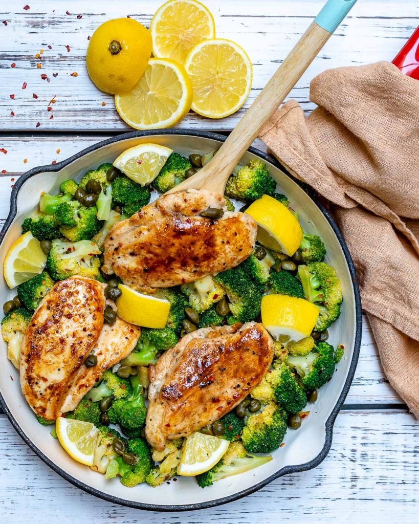 Lemony Chicken Broccoli-Skillet Healthy Meal Recipe