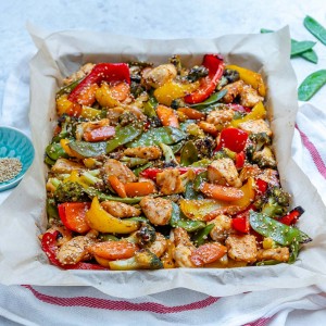 Quick Sheet Pan Teriyaki Chicken + Veggie Stir Fry