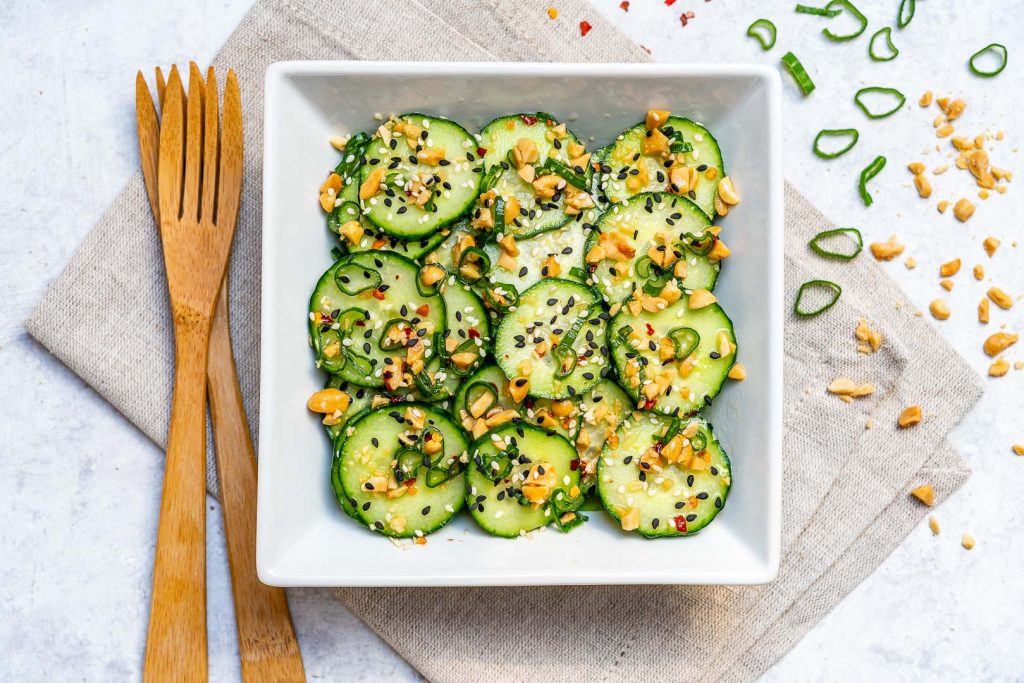 Healthy Tangy Sesame Cucumber Salad