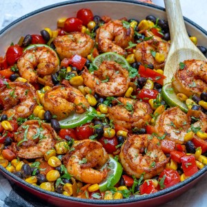 Eat Clean One-Pan Shrimp Burrito Skillet
