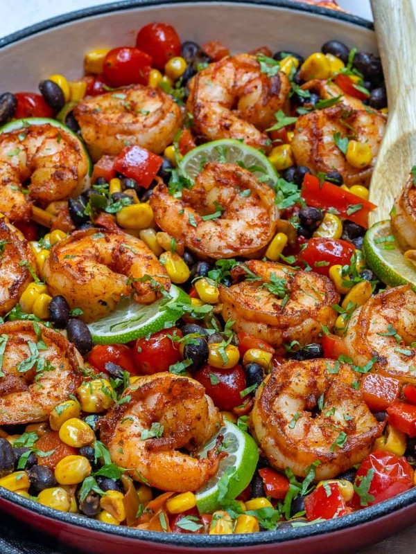 Eat Clean One-Pan Shrimp Burrito Skillet