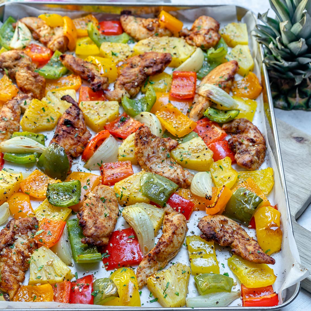 Healthy Sheet Pan Hawaiian Pineapple Chicken