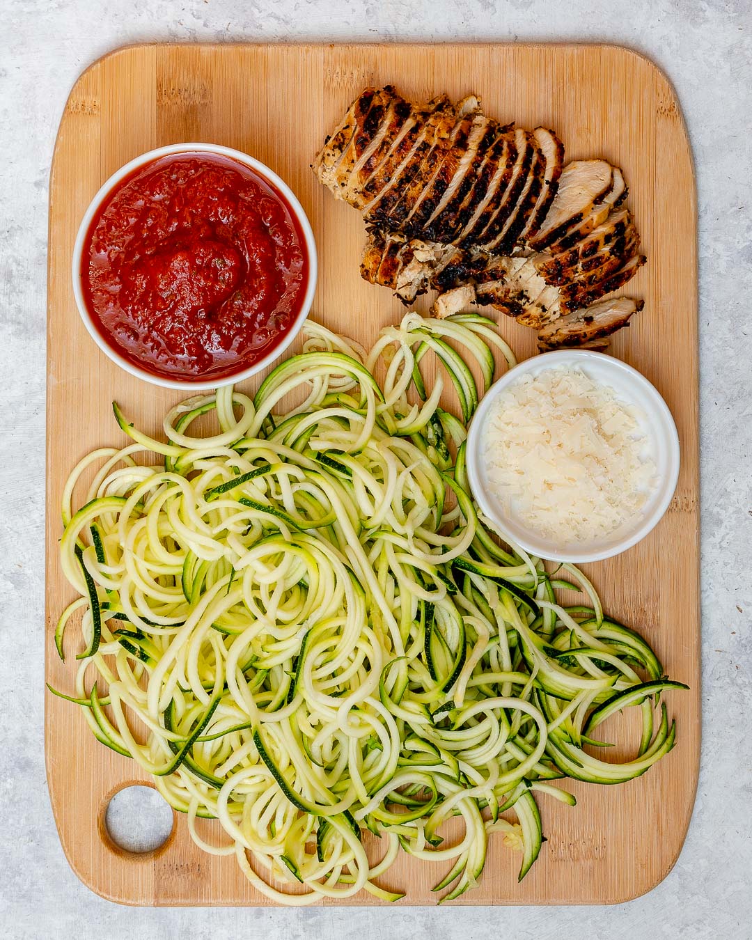 Clean Eating Italian Zoodles Grilled Chicken Bowl