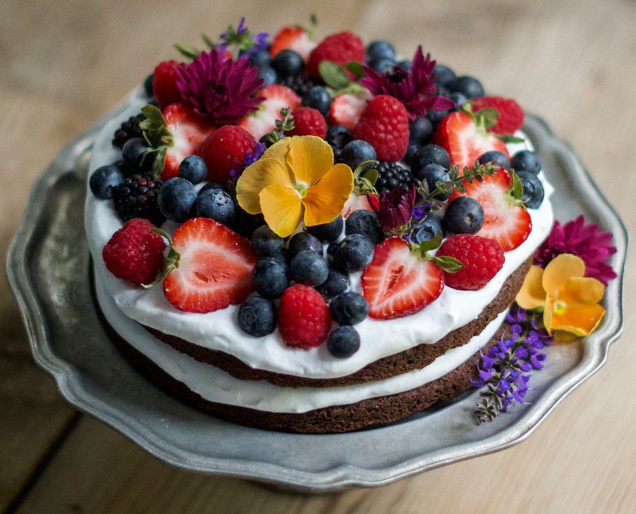 Chocolate Layer Cake with Berries or Farewell to Summer - Jenny is baking