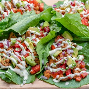Clean Chipotle Chicken Lettuce Wraps + Cilantro Lime Sauce
