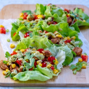 Clean Eats Chicken Taco Lettuce Wraps + Creamy Avocado Sauce