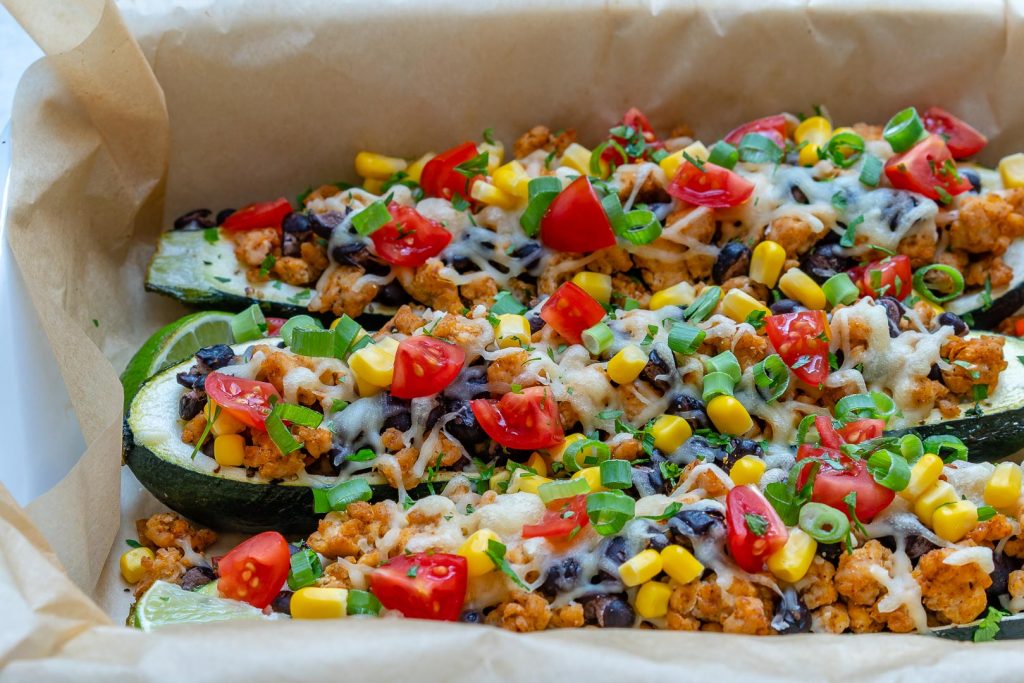 Clean Eats Turkey Taco Zucchini Boats