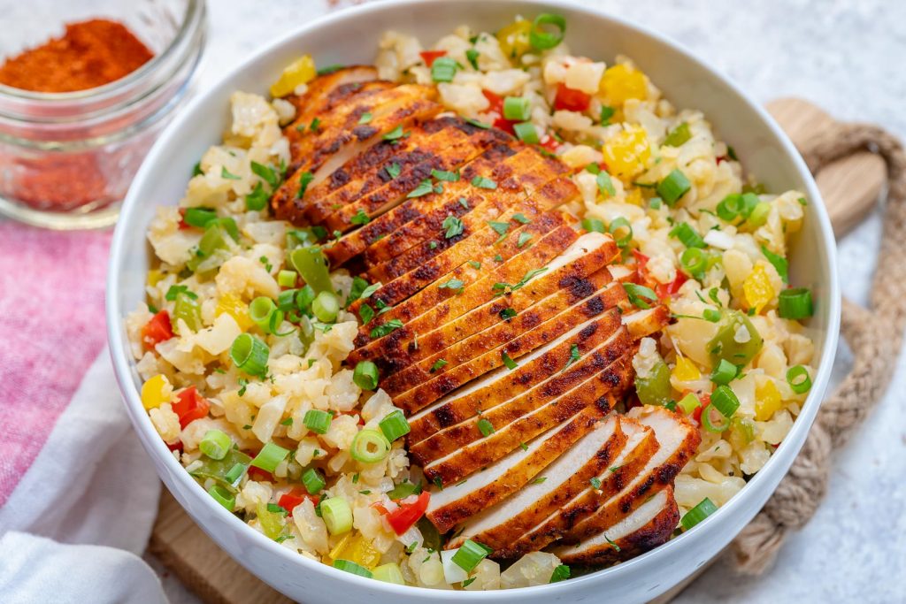 Clean Sweet Paprika Chicken + Cauli Rice Bowls
