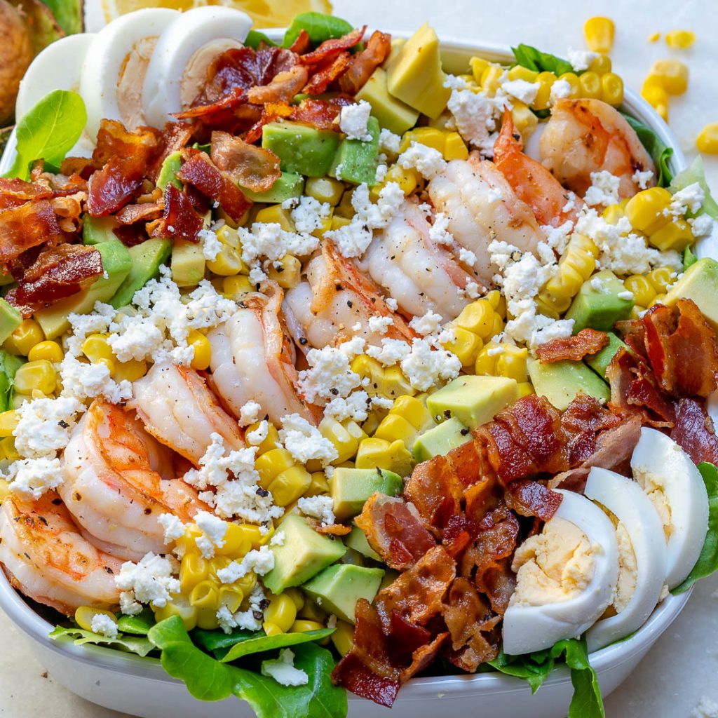 ULTIMATE Shrimp Cobb salad + Fresh Lemon-Chive Salad Dressing | Clean ...