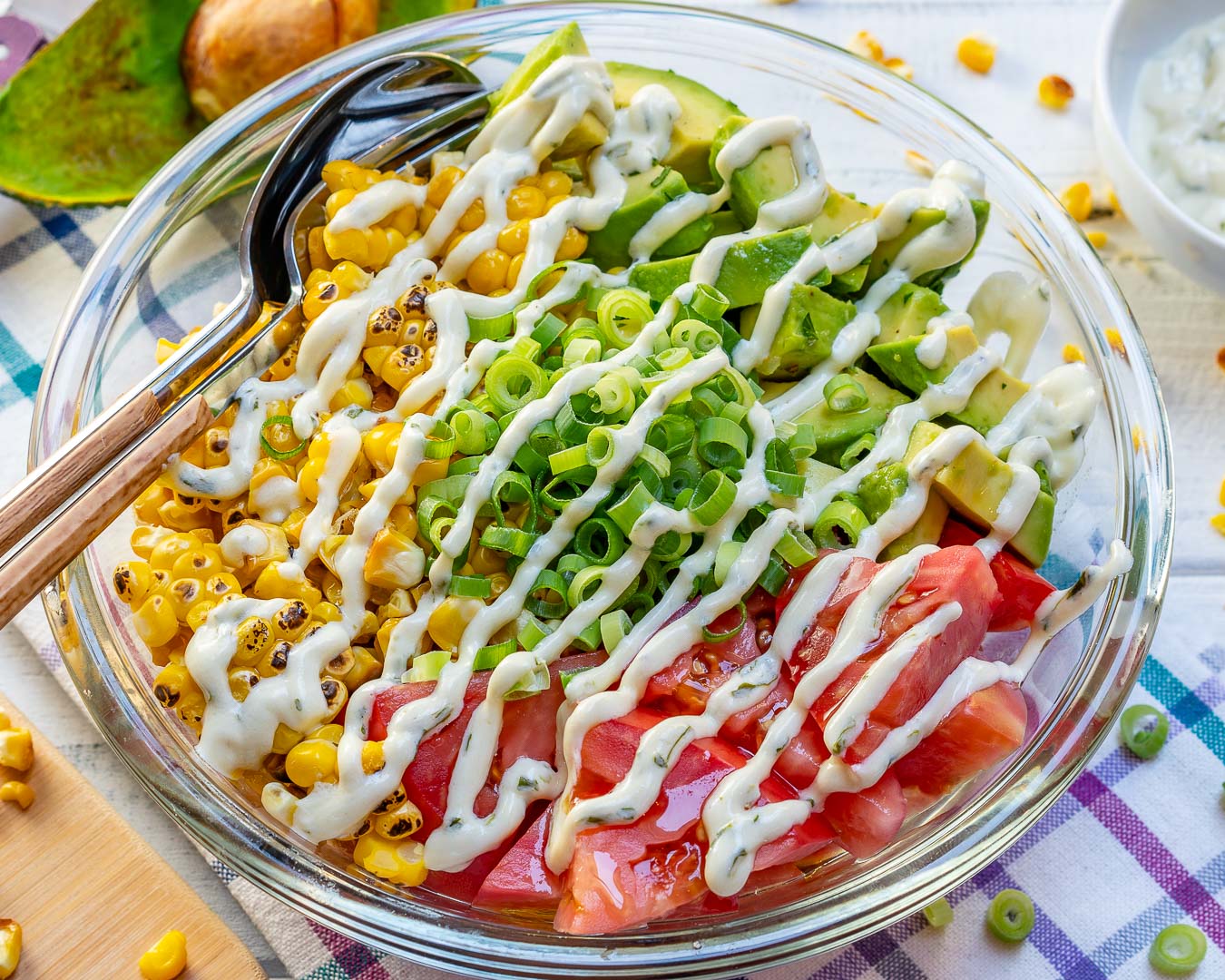 Grilled Corn Salad Creamy Lime Dressing by CleanFoodCrush