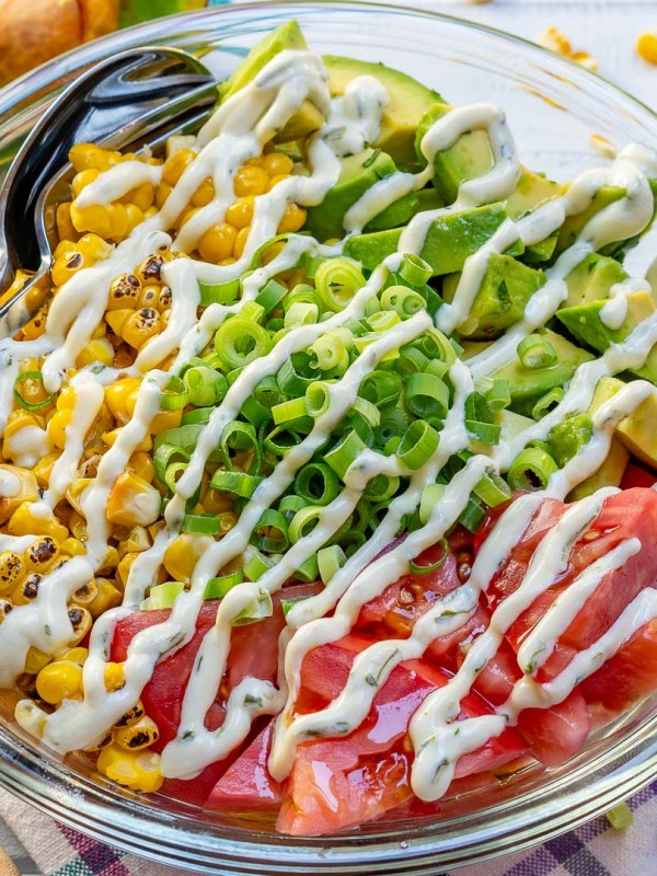 Healthy Grilled Corn Salad + Creamy Lime Dressing