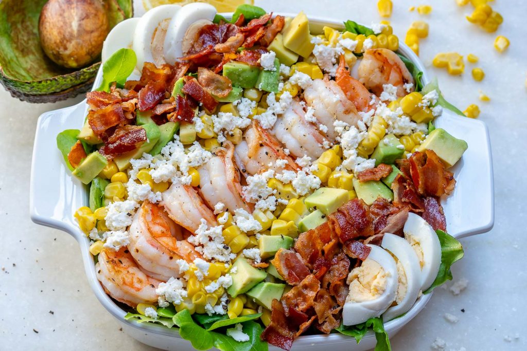 ULTIMATE Shrimp Cobb salad + Fresh Lemon-Chive Salad Dressing