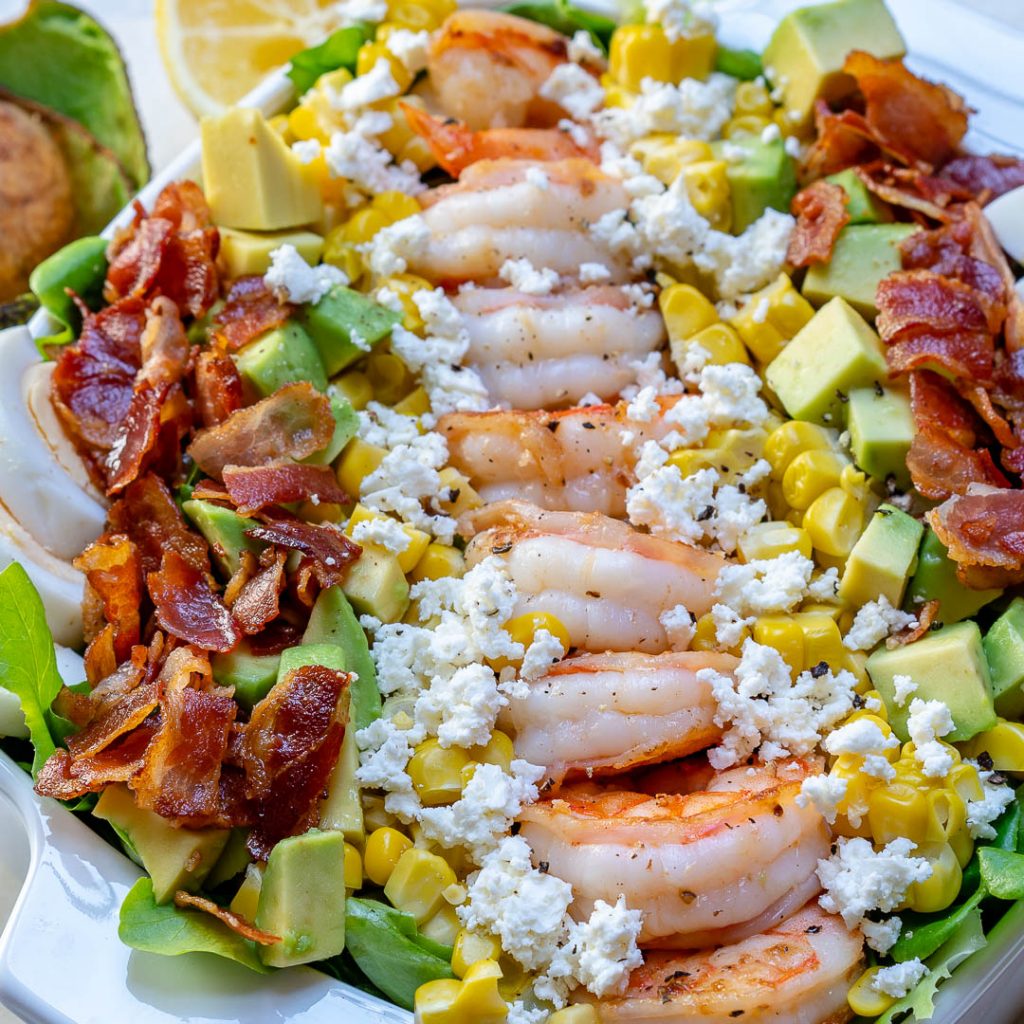 ULTIMATE Shrimp Cobb salad + Fresh Lemon-Chive Salad Dressing | Clean