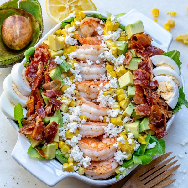 ULTIMATE Shrimp Cobb salad + Fresh Lemon-Chive Salad Dressing | Clean ...