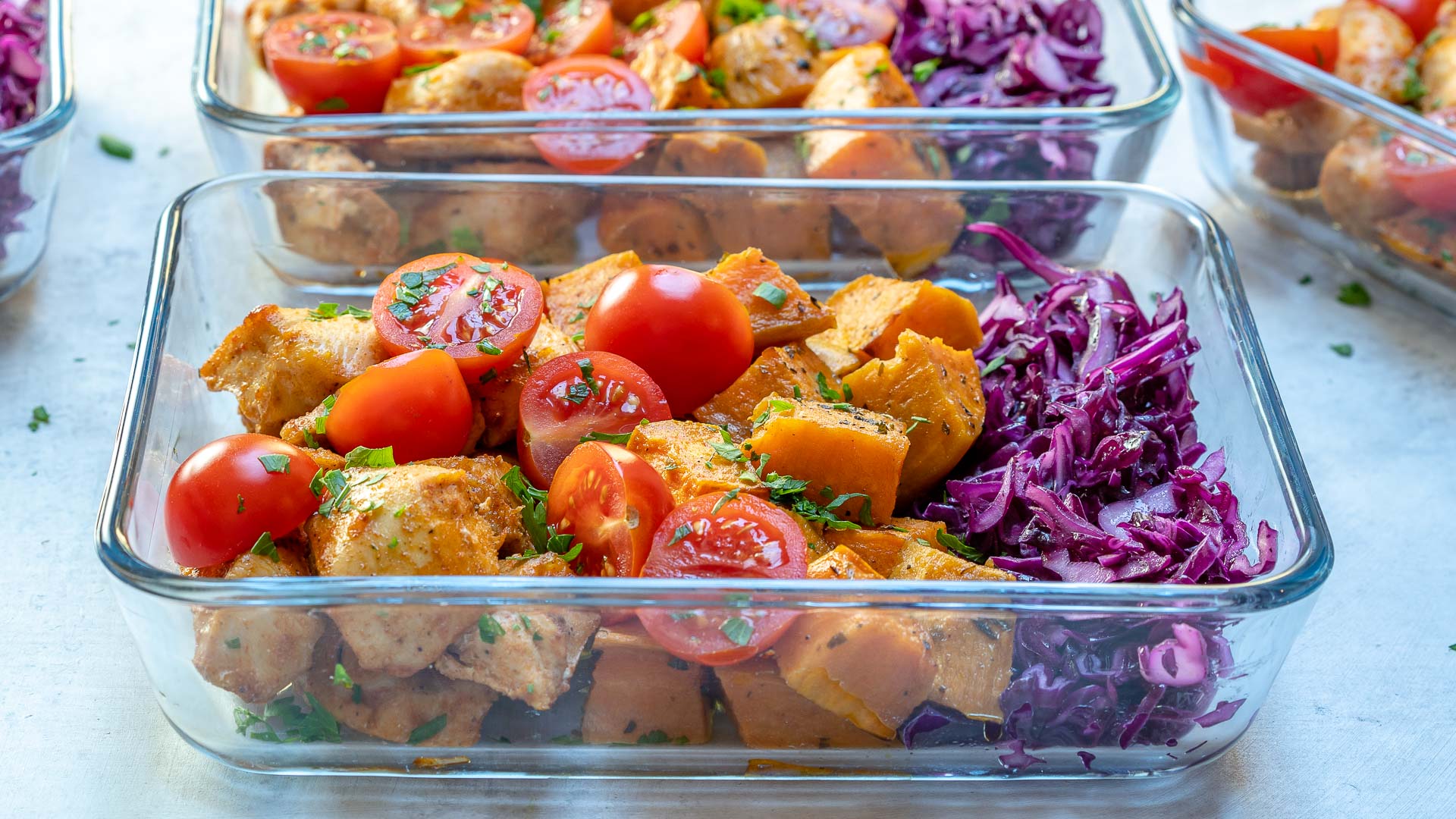 Healthy Roasted Chicken Sweet Potato Food Prep