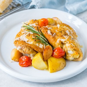 Healthy Slow Cooker Garlic Parmesan Chicken + New Potatoes
