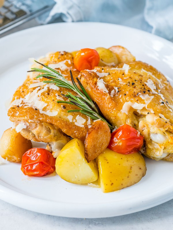 Healthy Slow Cooker Garlic Parmesan Chicken + New Potatoes