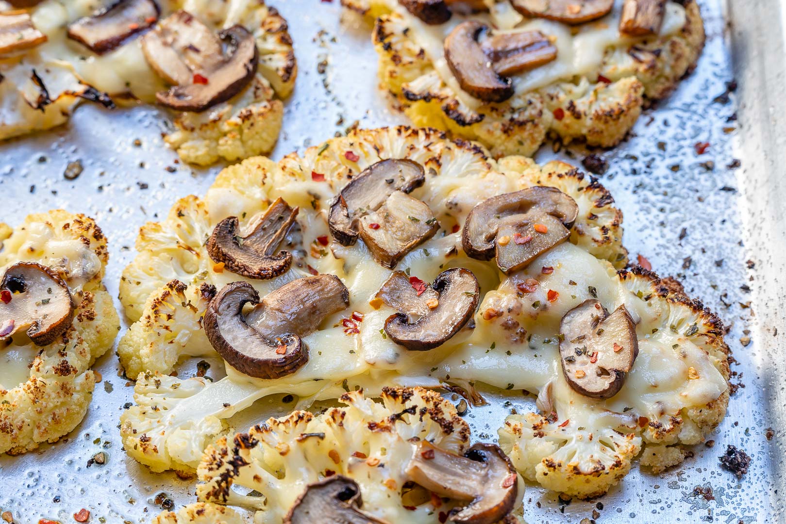 Baked Cheesy Cauliflower Mushroom Steaks by Rachel Maser