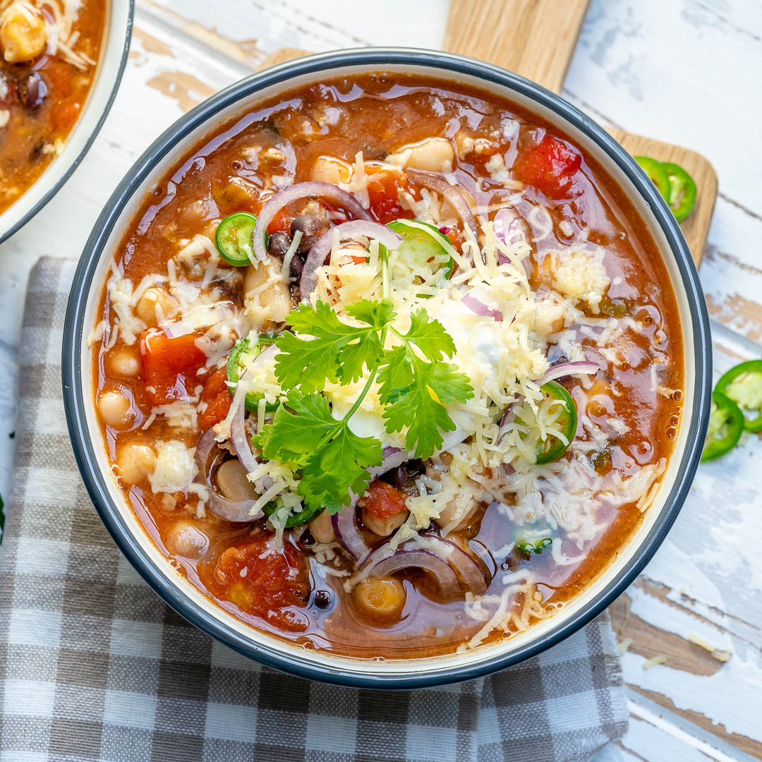 Clean Crock-pot 3-Bean with Turkey Chili