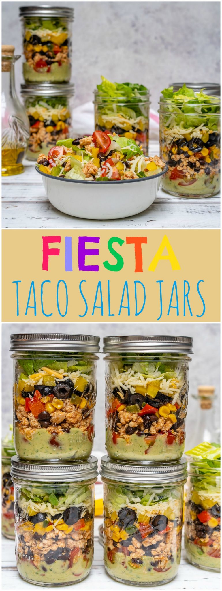 CleanFoodCrush Fiesta Taco Salad-in-a-jar with Creamy Avocado