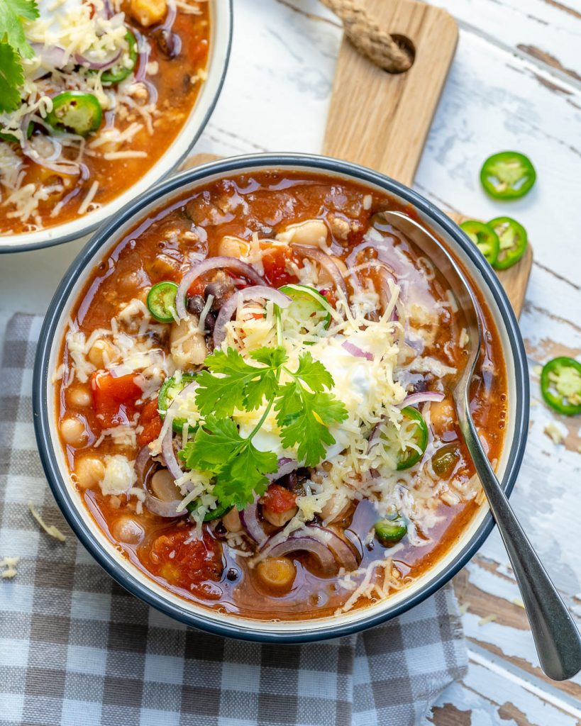 CrockPot 3Bean + Turkey Chili for Clean Eating Clean Food Crush