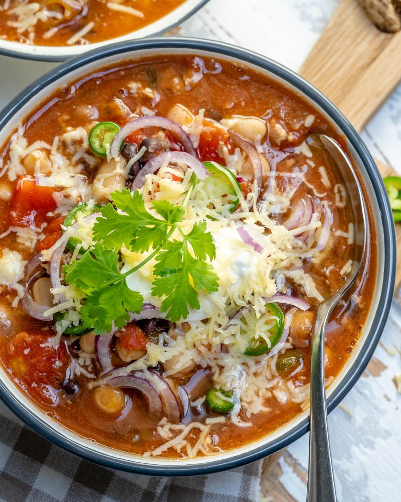 CrockPot 3Bean + Turkey Chili for Clean Eating Clean Food Crush