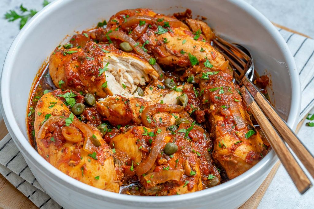Clean Crockpot Chicken in Tomato Caper Sauce