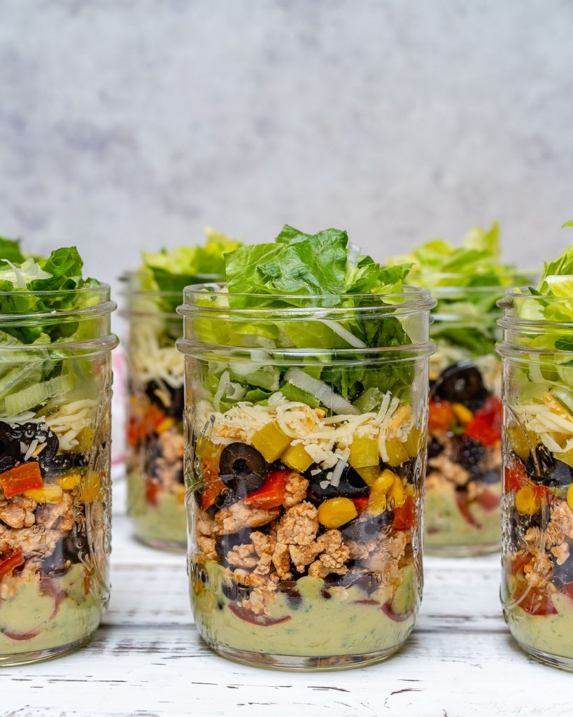 Fiesta Taco Salad-in-a-jar with Creamy Avocado + Cilantro Dressing for ...