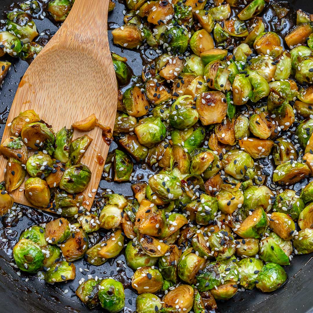 Clean Eating Stir fried Brussels Sprouts