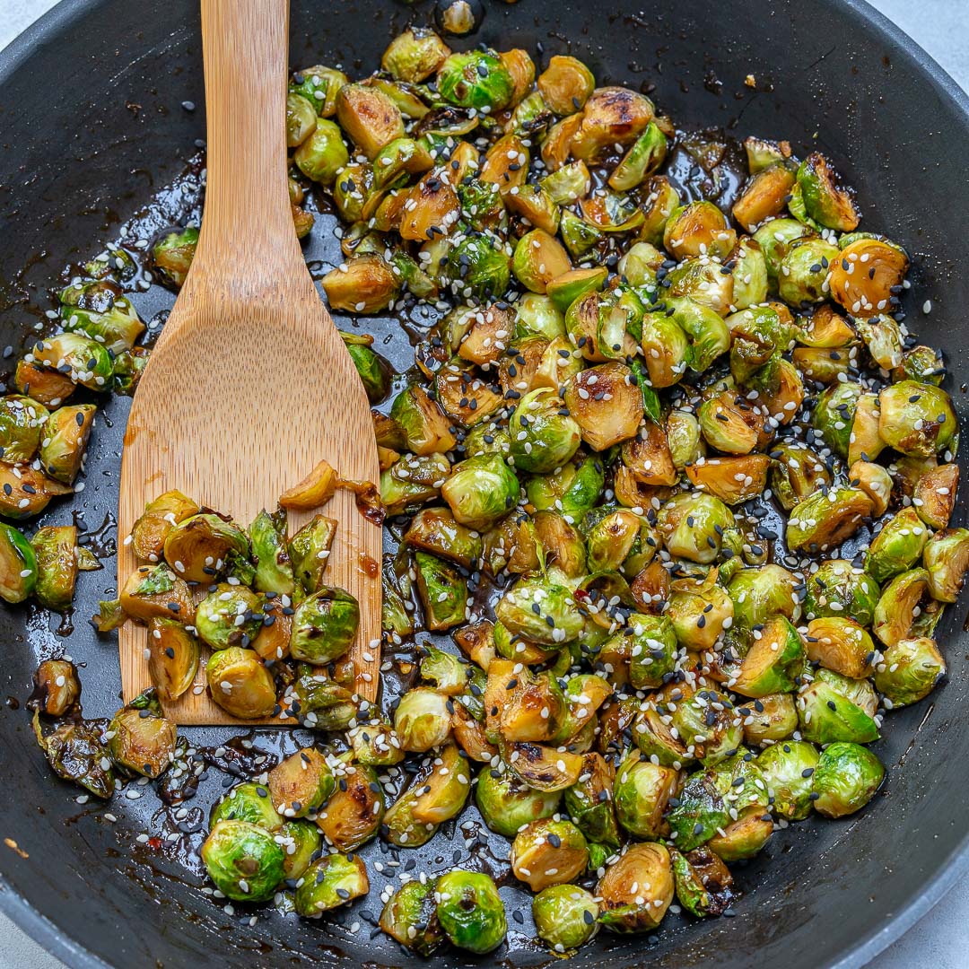 Clean Eats fried Brussels Sprouts