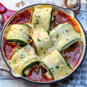 Clean Mushroom Zucchini Lasagna Rolls