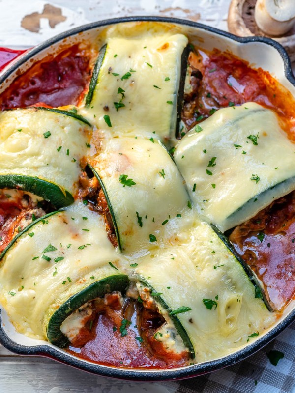 Clean Mushroom Zucchini Lasagna Rolls