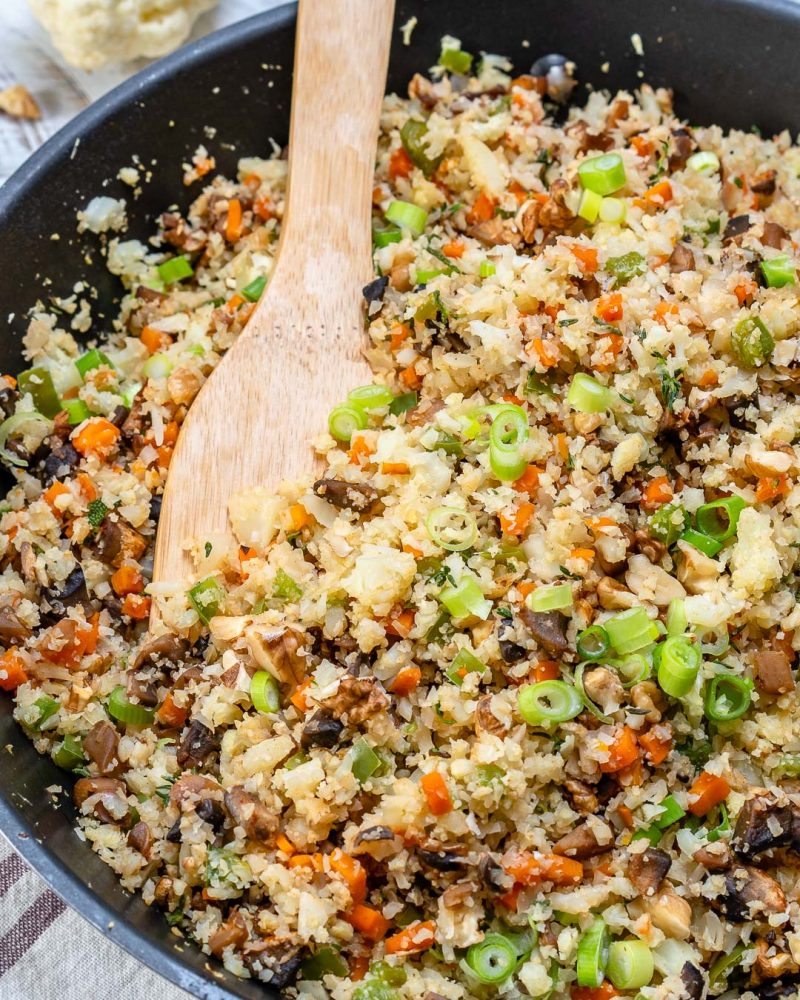 This Cauliflower Rice Stuffing is FULL of Flavor and Perfect for the Holidays! Clean Food Crush