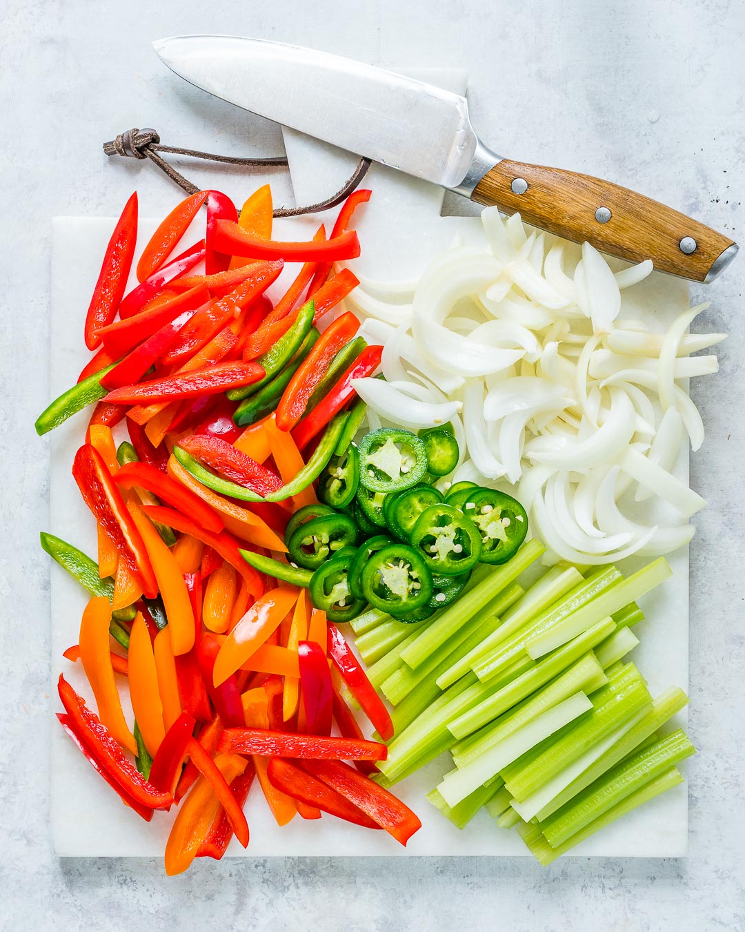 Sliced Peppers Onions Celery