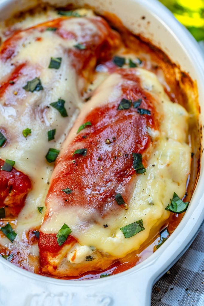 Eat Clean Lasagna Stuffed Chicken Breasts