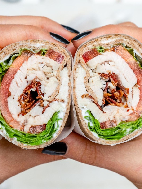Healthy Leftover Tangy Turkey Ranch Club Wraps