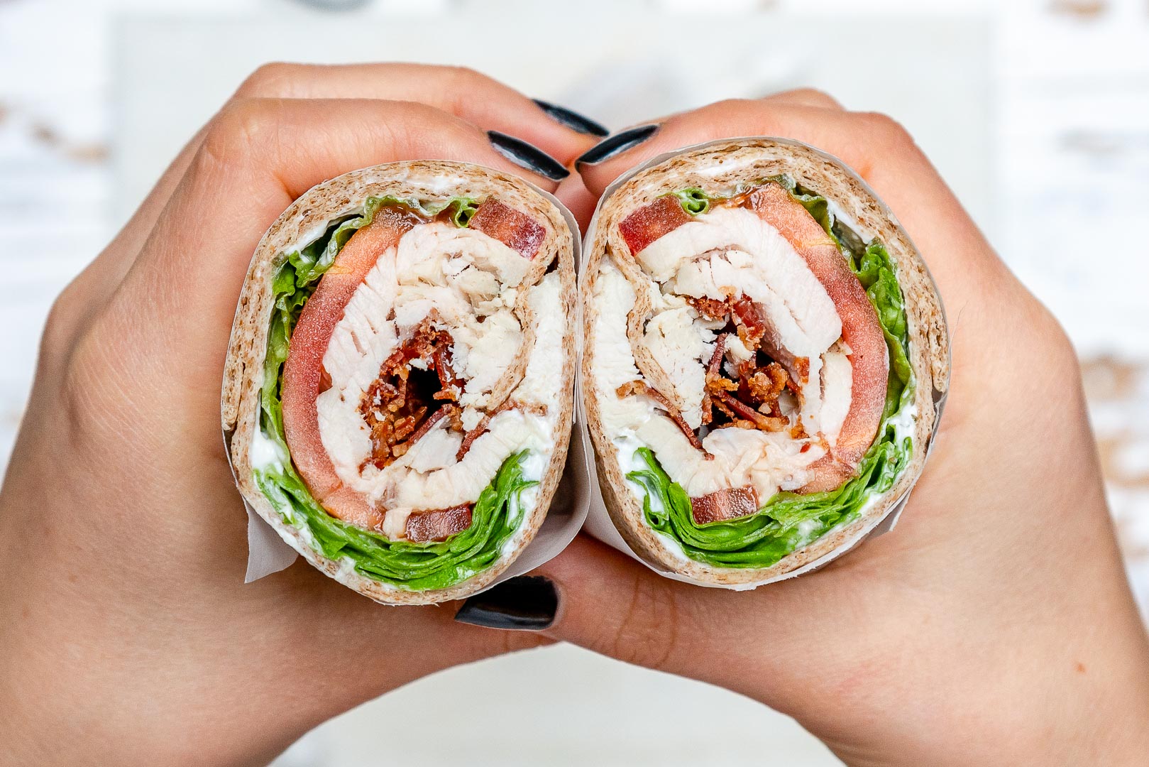 Healthy Leftover Tangy Turkey Ranch Club Wraps