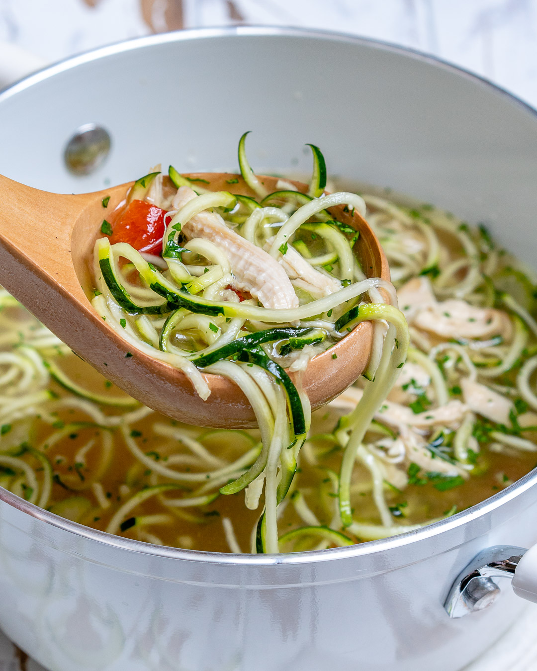 Healthy Chicken Zoodle Soup Dish