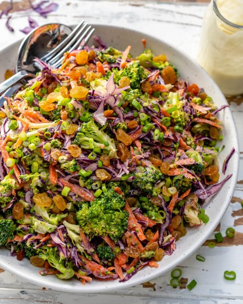 Delicious Raw Broccoli Slaw To Eat Clean! 