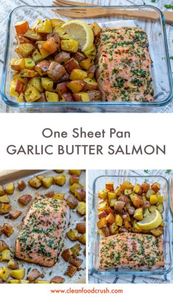 One Sheet-Pan Garlic Butter Salmon + Red Potatoes for Clean Meal Prep ...