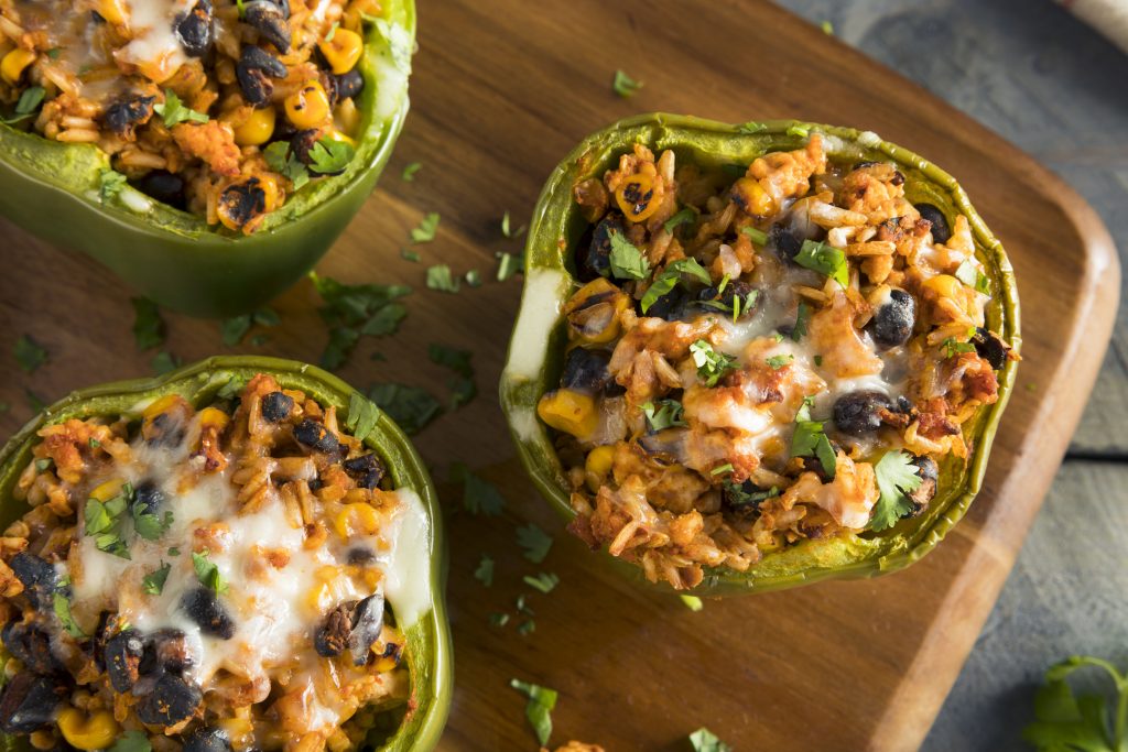 Turkey + Rice Fiesta Stuffed Bell Peppers for Clean Eating Meal Prep ...