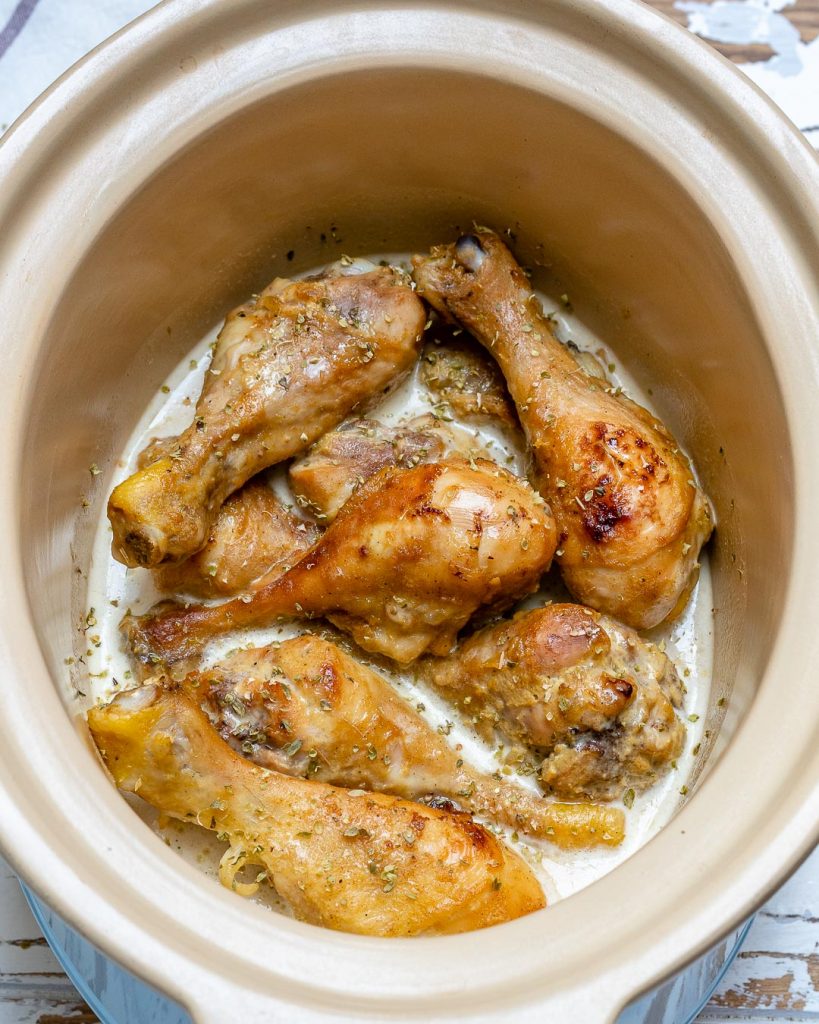 These Crockpot Maple + Mustard Chicken Drumsticks are INSANELY Good
