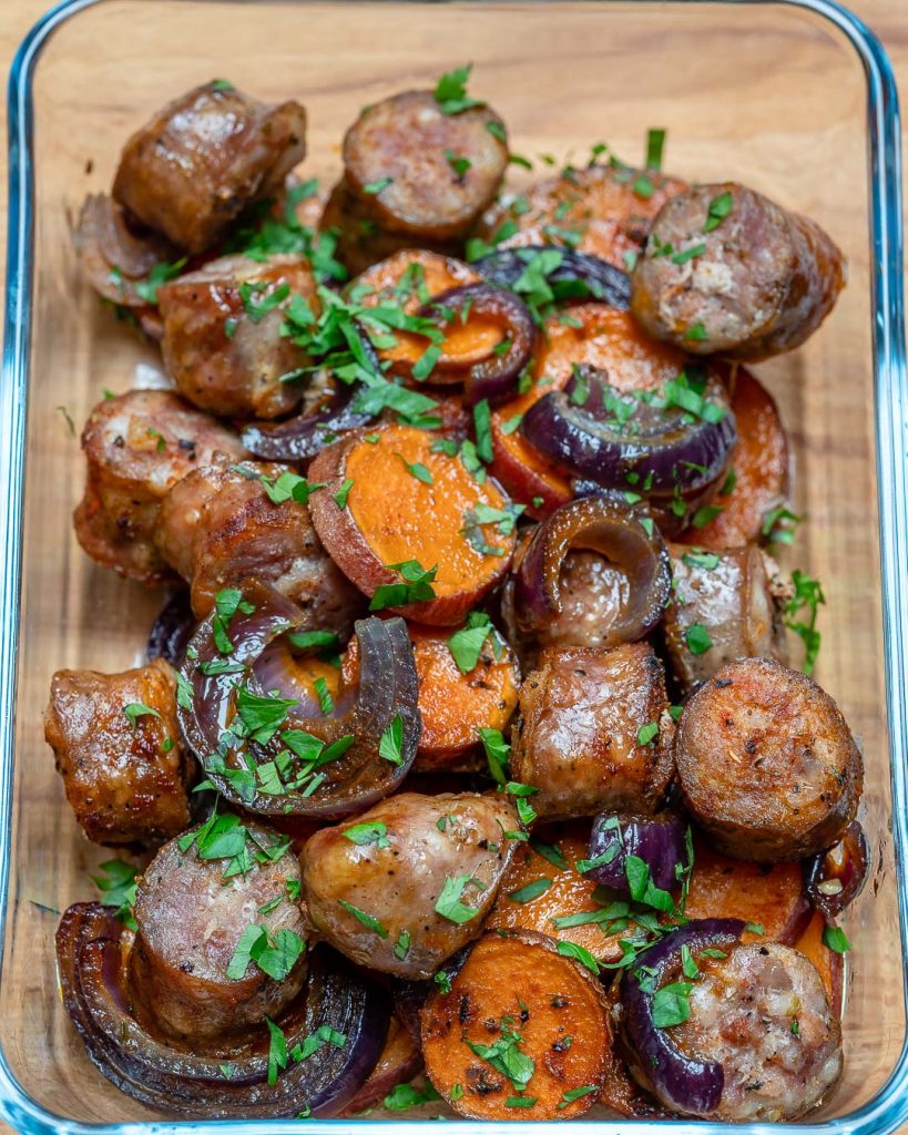 Try this Clean Eating Smoky Sausage + Roasted Sweet Potatoes! | Clean ...