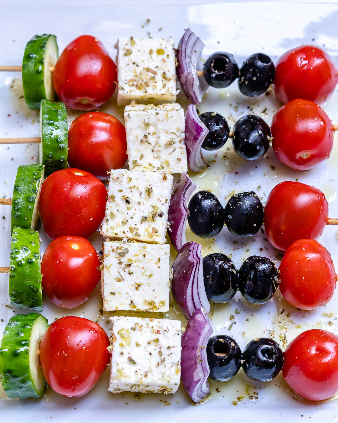 Greek Salad Skewers (Party Favorite!) - Little Broken